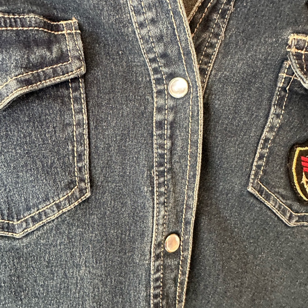 Vintage 90s Rampage Denim Dress with military patches M/L - Picture 8 of 11